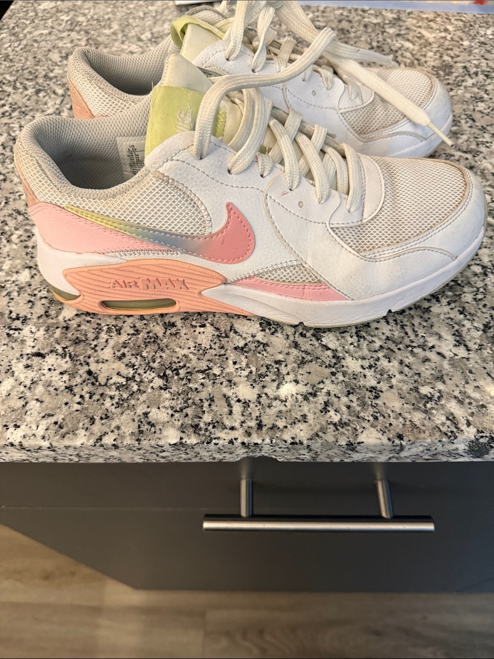 Nike White Sneakers with Pink and Yellow Accents